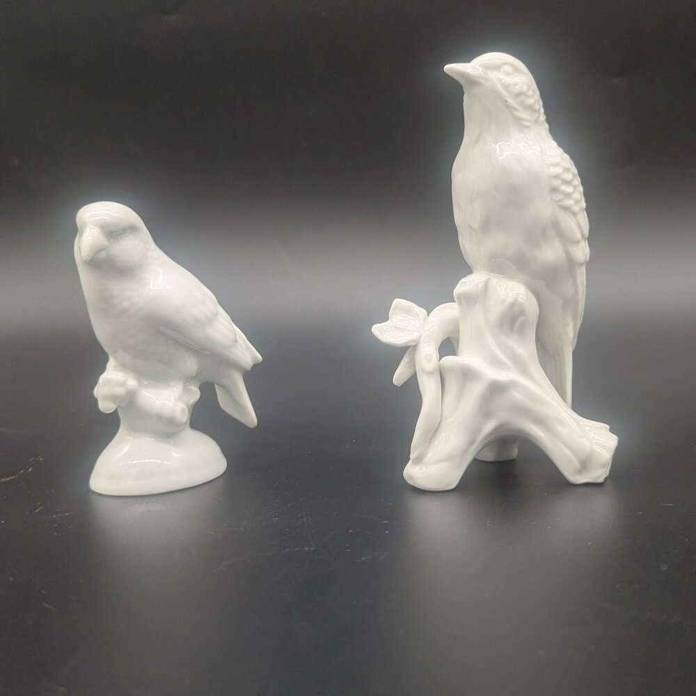 Two White Porcelain Bird Figurines Parrot Is Vintage Gerold Western Germany